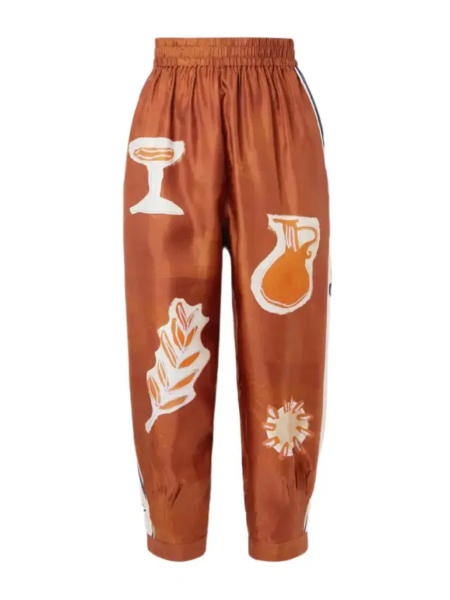 + Lrnce Soleil D'amour Printed Silk-twill Barrel-leg Pants