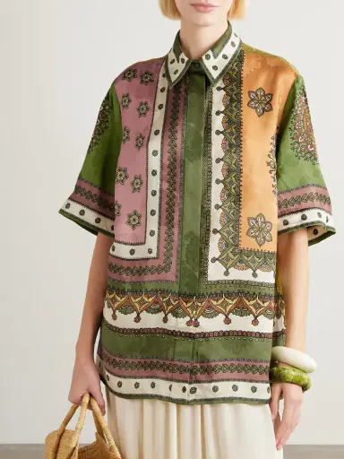 ALÉMAIS Contina Printed Satin-jacquard Shirt | Thumbnail 3