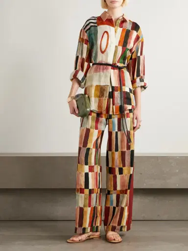 ALÉMAIS Majorelle Printed Linen And Silk-blend Wide-leg Pants | Thumbnail 2