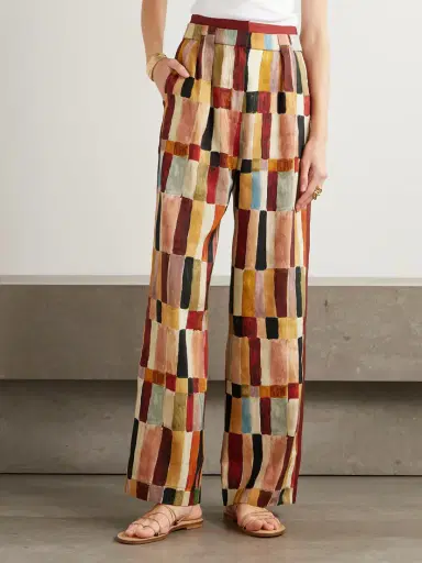 ALÉMAIS Majorelle Printed Linen And Silk-blend Wide-leg Pants | Thumbnail 3