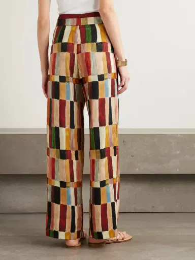 ALÉMAIS Majorelle Printed Linen And Silk-blend Wide-leg Pants | Thumbnail 4