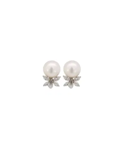 Wish Fine Jewelry 11.82ct Pearl Diamond 18K Gold Earrings | Thumbnail 1
