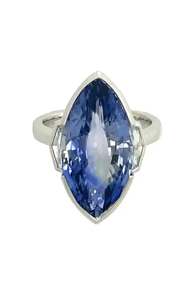 Blue Sapphire Diamond Marquise Ring