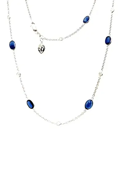 PIRANESI Blue Sapphire Diamond Oval Chain Necklace | Thumbnail 1