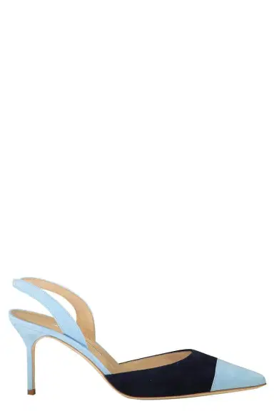 Manolo Blahnik Capsli Slingback - Light Blue Navy | Thumbnail 1 Manolo Blahnik Capsli Slingback - Light Blue Navy | Thumbnail 1