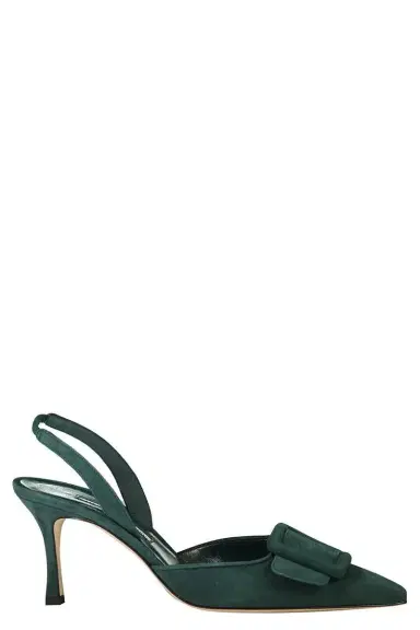 Manolo Blahnik Maysli Slingback - Dark Green | Thumbnail 1