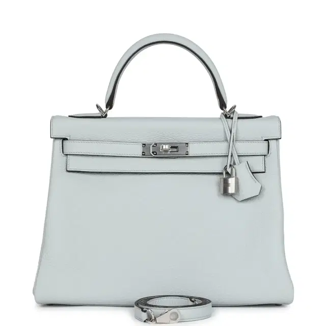 hermes Hermes Kelly Retourne 32 Bleu Pale Clemence Palladium Hardware