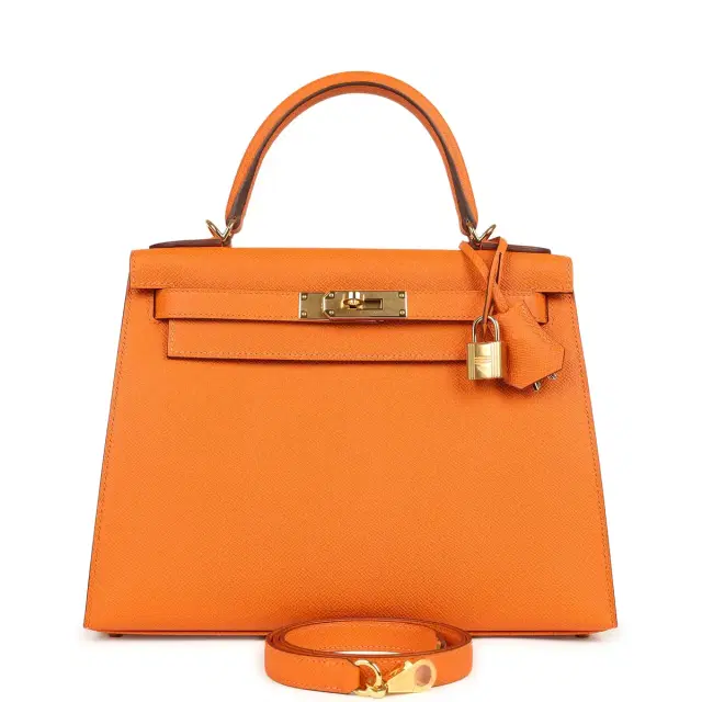 hermes Hermes Kelly Sellier 28 Orange Epsom Gold Hardware