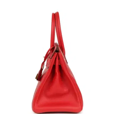 HERMÈS Pre-owned Hermes Birkin 30 Rouge Casaque Epsom Gold Hardware | Thumbnail 3
