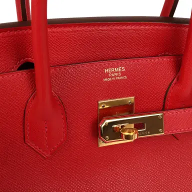 HERMÈS Pre-owned Hermes Birkin 30 Rouge Casaque Epsom Gold Hardware | Thumbnail 7