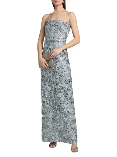 SACHIN & BABI Women's Sophia Metallic Cloque Strapless Gown | Thumbnail 2 SACHIN & BABI Women's Sophia Metallic Cloque Strapless Gown | Thumbnail 2