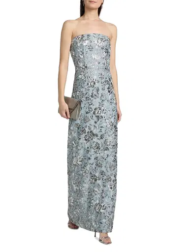 SACHIN & BABI Women's Sophia Metallic Cloque Strapless Gown | Thumbnail 3 SACHIN & BABI Women's Sophia Metallic Cloque Strapless Gown | Thumbnail 3