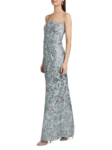 SACHIN & BABI Women's Sophia Metallic Cloque Strapless Gown | Thumbnail 4 SACHIN & BABI Women's Sophia Metallic Cloque Strapless Gown | Thumbnail 4
