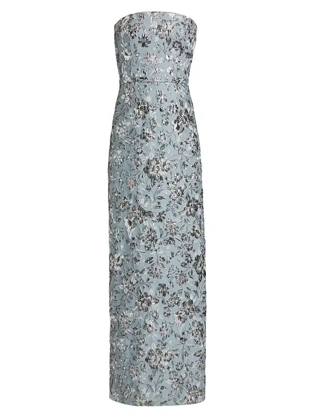 SACHIN BABI Women's Sophia Metallic Cloque Strapless Gown - Pewter Gardens