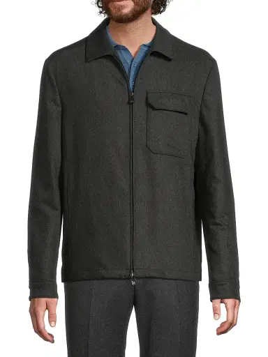 Corneliani Men's Water-Resistant Wool-Blend Shirt Jacket - Charcoal | Thumbnail 3 Corneliani Men's Water-Resistant Wool-Blend Shirt Jacket - Charcoal | Thumbnail 3