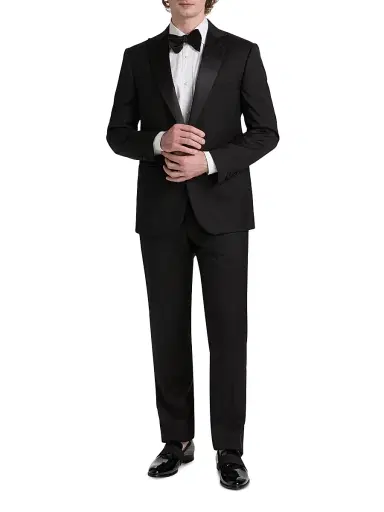 CORNELIANI Men's Virgin Wool Single-Breasted Tuxedo - Black - Size 48 | Thumbnail 2