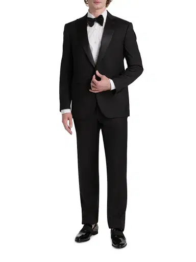 CORNELIANI Men's Virgin Wool Single-Breasted Tuxedo - Black - Size 48 | Thumbnail 3