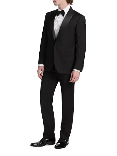CORNELIANI Men's Virgin Wool Single-Breasted Tuxedo - Black - Size 48 | Thumbnail 4