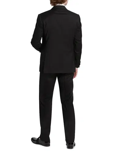 CORNELIANI Men's Virgin Wool Single-Breasted Tuxedo - Black - Size 48 | Thumbnail 5