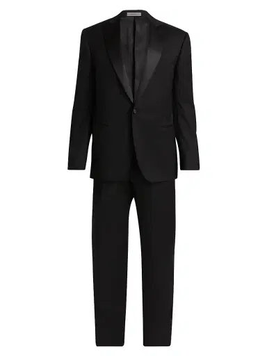 CORNELIANI Men's Virgin Wool Single-Breasted Tuxedo - Black - Size 48 | Thumbnail 1