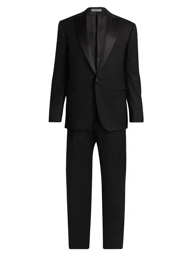 Men's Virgin Wool Single-Breasted Tuxedo - Black