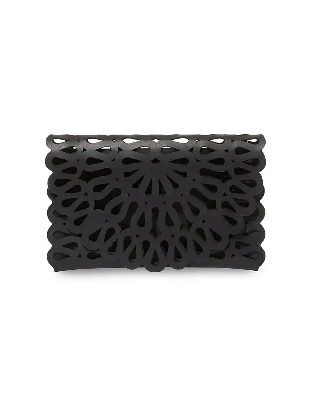 Women's McCall Laser-Cut Leather Clutch - Black