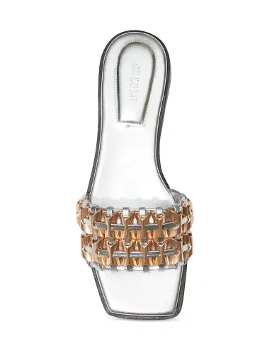Simkhai Women's Faye Beaded Metallic Leather Flats | Thumbnail 2