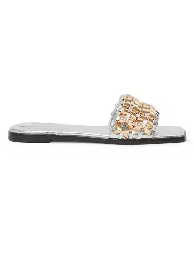 Simkhai Women's Faye Beaded Metallic Leather Flats | Thumbnail 1
