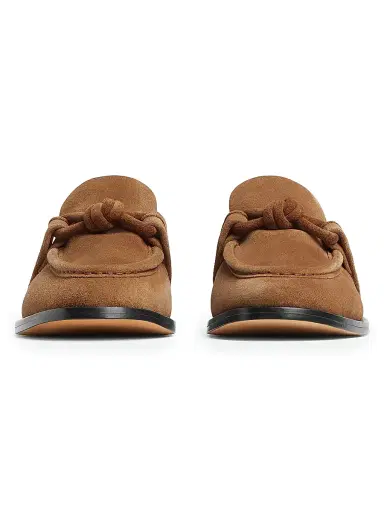 Bottega Veneta Women's Astaire Shearling-Lined Suede Loafers - Caramel Popcorn | Thumbnail 2 Bottega Veneta Women's Astaire Shearling-Lined Suede Loafers - Caramel Popcorn | Thumbnail 2