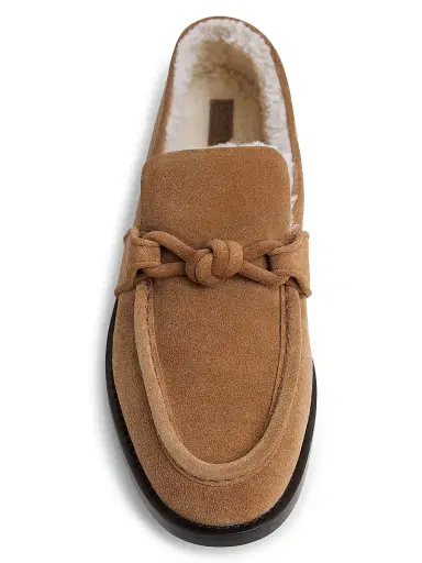 Bottega Veneta Women's Astaire Shearling-Lined Suede Loafers - Caramel Popcorn | Thumbnail 4 Bottega Veneta Women's Astaire Shearling-Lined Suede Loafers - Caramel Popcorn | Thumbnail 4