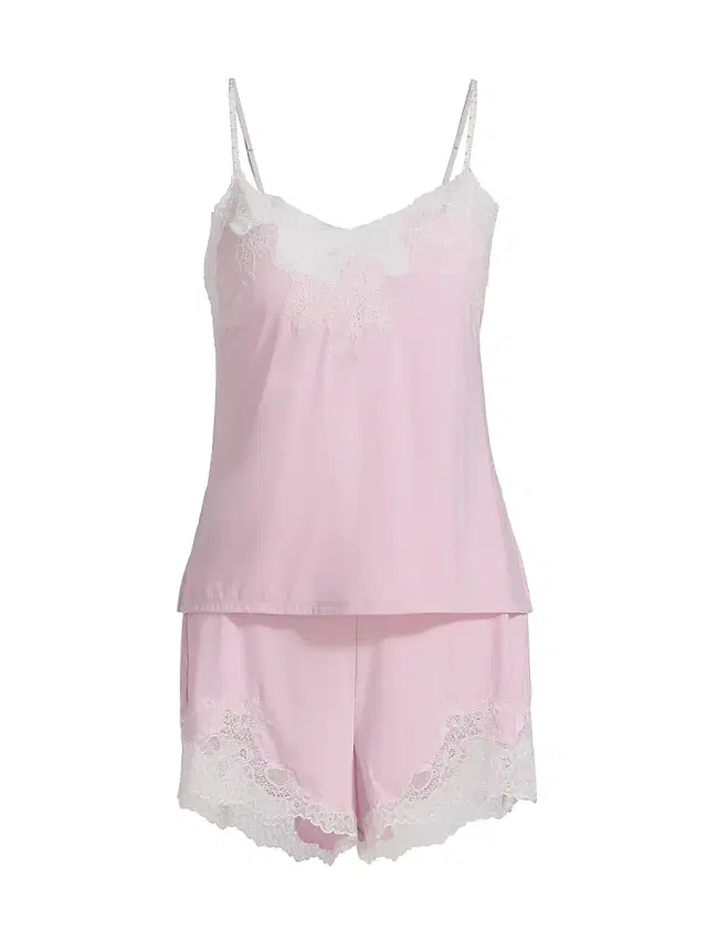 Women's Enchant Floral Lace-Trimmed Camisole & Shorts Set - Powder Pink