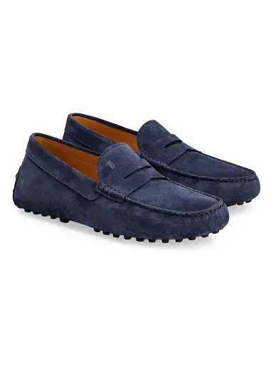 Tod's Men's Mocassino Gommino Suede Driving Loafers - Blue - Size 11 | Thumbnail 2