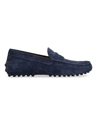Tod's Men's Mocassino Gommino Suede Driving Loafers - Blue - Size 11 | Thumbnail 1