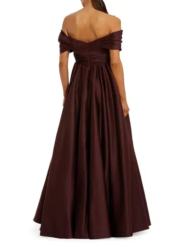 Mac Duggal Women's Ieena Gathered Satin Gown - Wine - Size 16 | Thumbnail 2 Mac Duggal Women's Ieena Gathered Satin Gown - Wine - Size 16 | Thumbnail 2