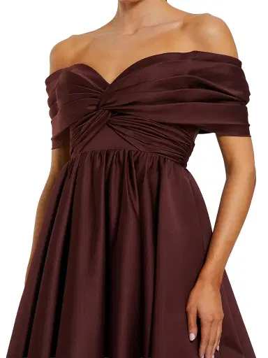 Mac Duggal Women's Ieena Gathered Satin Gown - Wine - Size 16 | Thumbnail 3 Mac Duggal Women's Ieena Gathered Satin Gown - Wine - Size 16 | Thumbnail 3