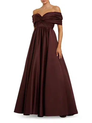 Mac Duggal Women's Ieena Gathered Satin Gown - Wine - Size 16 | Thumbnail 1 Mac Duggal Women's Ieena Gathered Satin Gown - Wine - Size 16 | Thumbnail 1