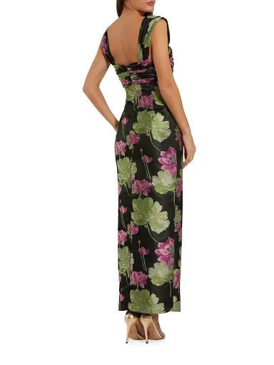 Mac Duggal Women's Ieena One Brocade Column Dress - Black Multi - Size 14 | Thumbnail 2 Mac Duggal Women's Ieena One Brocade Column Dress - Black Multi - Size 14 | Thumbnail 2