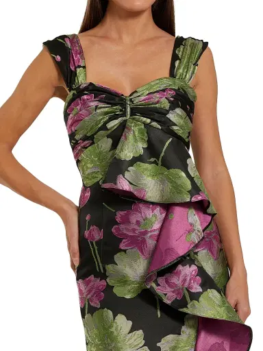 Mac Duggal Women's Ieena One Brocade Column Dress - Black Multi - Size 14 | Thumbnail 3 Mac Duggal Women's Ieena One Brocade Column Dress - Black Multi - Size 14 | Thumbnail 3