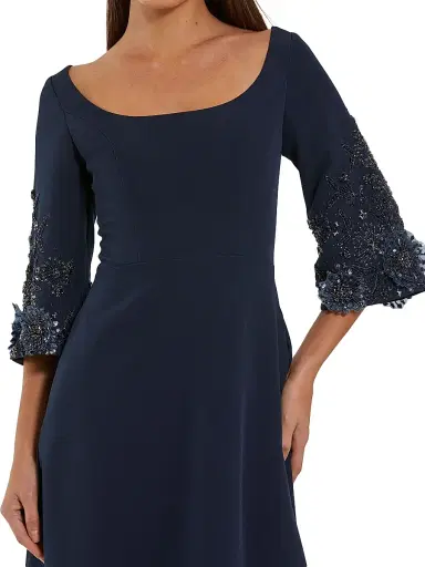 Mac Duggal Women's Evening Beaded-Sleeve Crepe Gown - Midnight - Size 20 | Thumbnail 3 Mac Duggal Women's Evening Beaded-Sleeve Crepe Gown - Midnight - Size 20 | Thumbnail 3