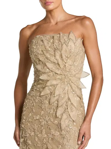 Mac Duggal Women's Evening Strapless Mermaid Gown - Gold - Size 14 | Thumbnail 3