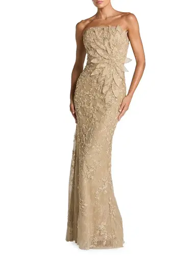 Mac Duggal Women's Evening Strapless Mermaid Gown - Gold - Size 14 | Thumbnail 1
