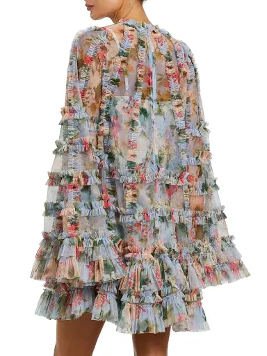Mac Duggal Women's Cocktail Ruffled Floral Tent Dress | Thumbnail 3