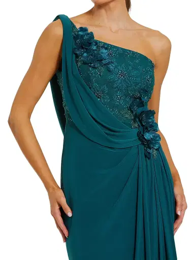 Mac Duggal Women's Evening One-Shoulder Embellished Jersey Gown - Ocean - Size 14 | Thumbnail 3