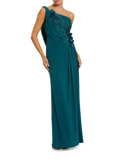 Mac Duggal Women's Evening One-Shoulder Embellished Jersey Gown - Ocean - Size 14 | Thumbnail 1