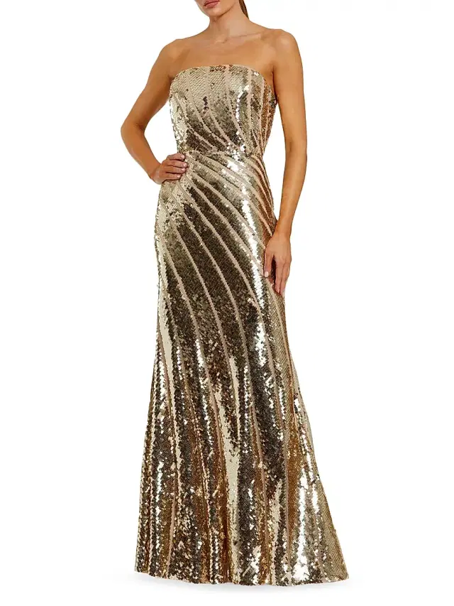 Mac Duggal Women's Evening Sequined Strapless Trumpet Gown - Gold
