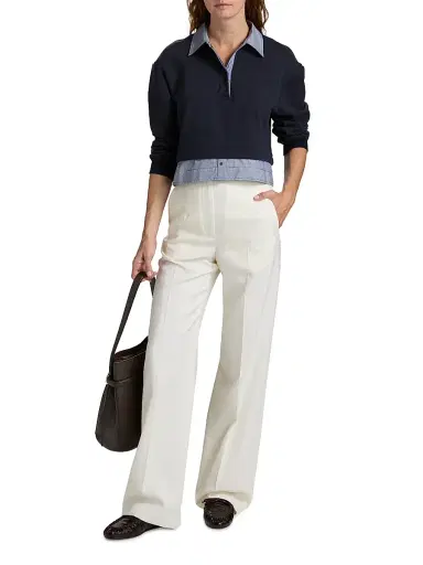 3.1 Phillip Lim Women's Layered Cotton Crop Sweatshirt - Midnight Multi | Thumbnail 2