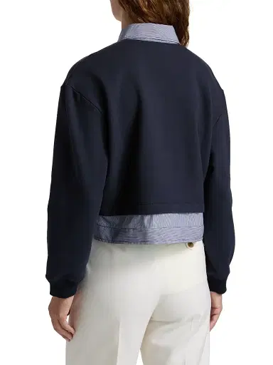 3.1 Phillip Lim Women's Layered Cotton Crop Sweatshirt - Midnight Multi | Thumbnail 5
