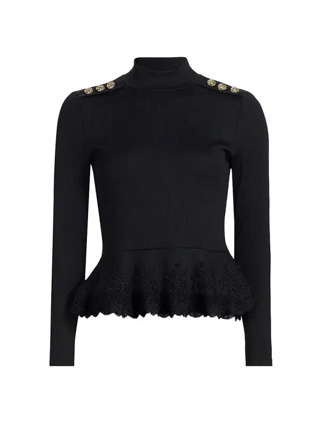 Generation Love Women's Nanette Rib-Knit Peplum Top - Black