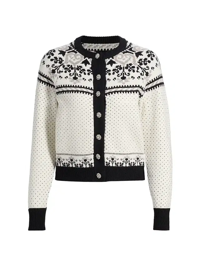 Generation Love Women's Sade Fair Isle-Inspired Cardigan - Black  Grey