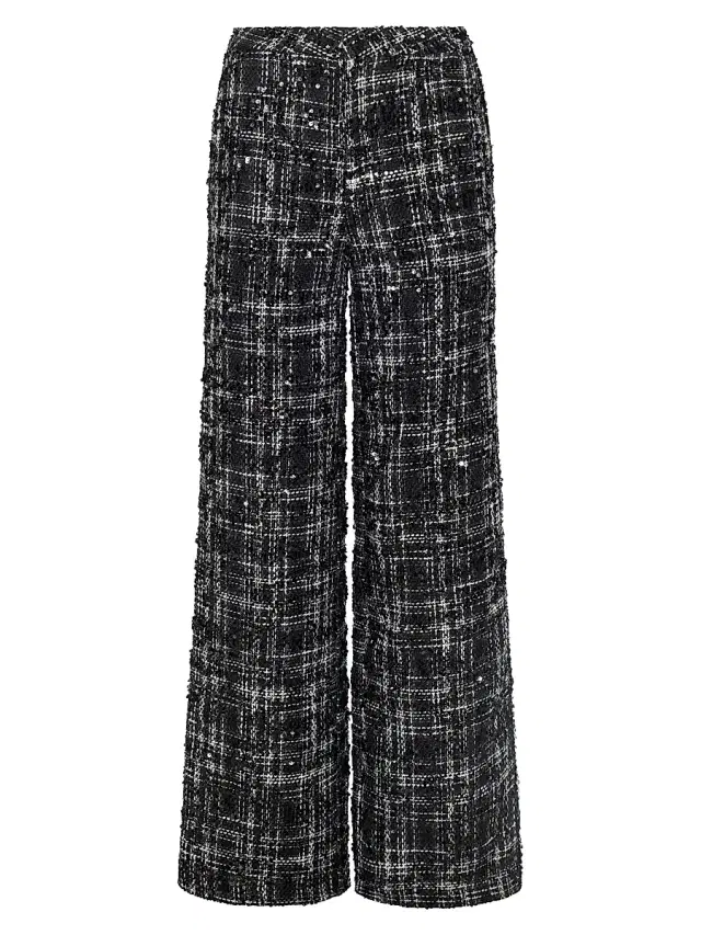 L'AGENCE Women's Livvy Straight-Leg Trousers - Black  Tweed Sequin